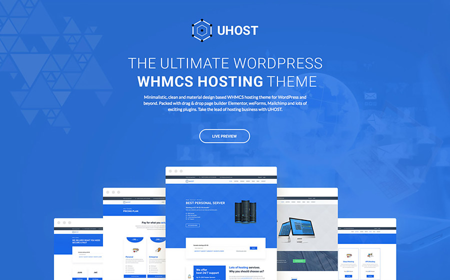 uHost - Web Hosting with WHMCS Support WordPress Theme
